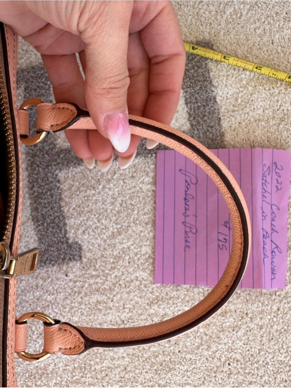 Coach Pebbled Leather Satchel in Peach Rowan 2022